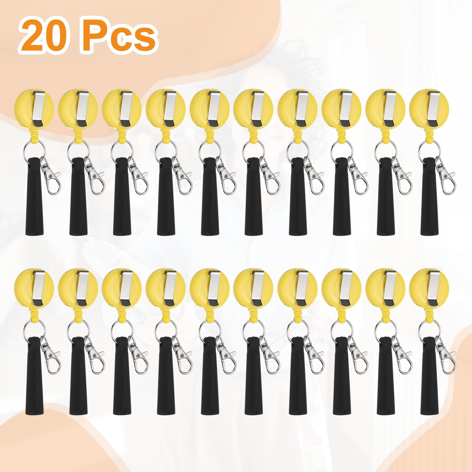 PATIKIL Retractable Pen Holder, 20Pcs Pull Pen Pencil Holder Elastic Silicone Grip Pencil Holder for Woodwork Bricklayer Markers and Carpenter Pencils, Yellow - Image 3