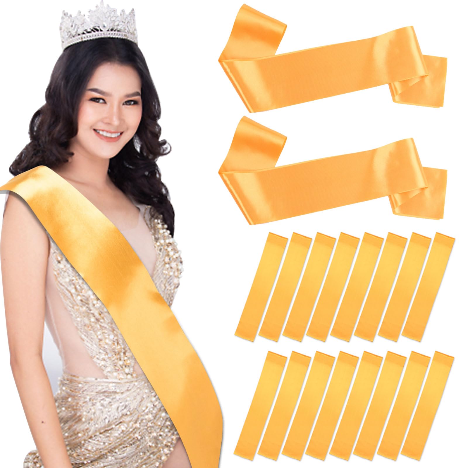 MixTeach 36 Pack Blank Satin Sash Plain Sashes DIY Personalized Senior Sashes for Pageants Moms Brides Graduation Wedding