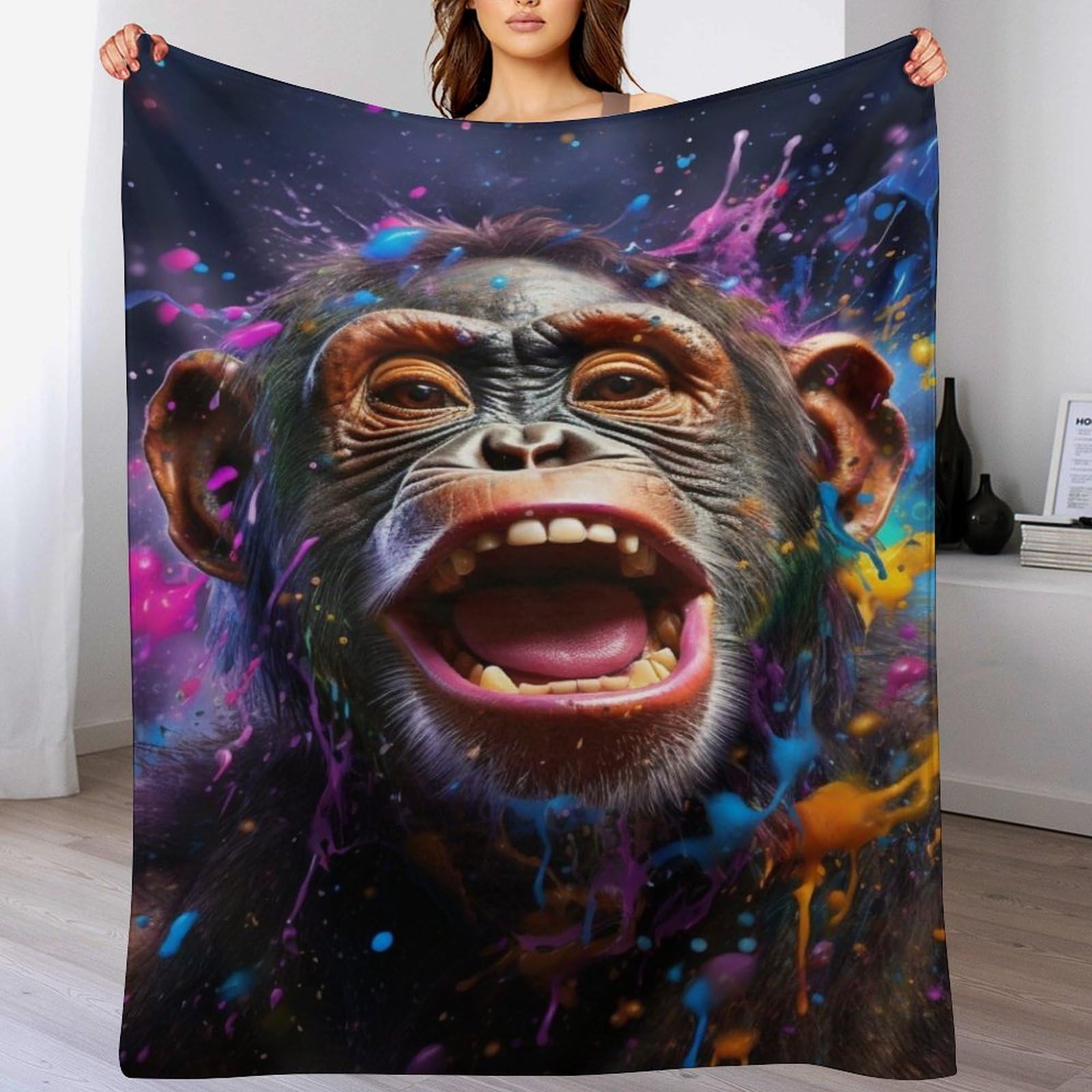 Couverture singe flanelle de canapé douce 130x180cm jeté de fauteuil élégant