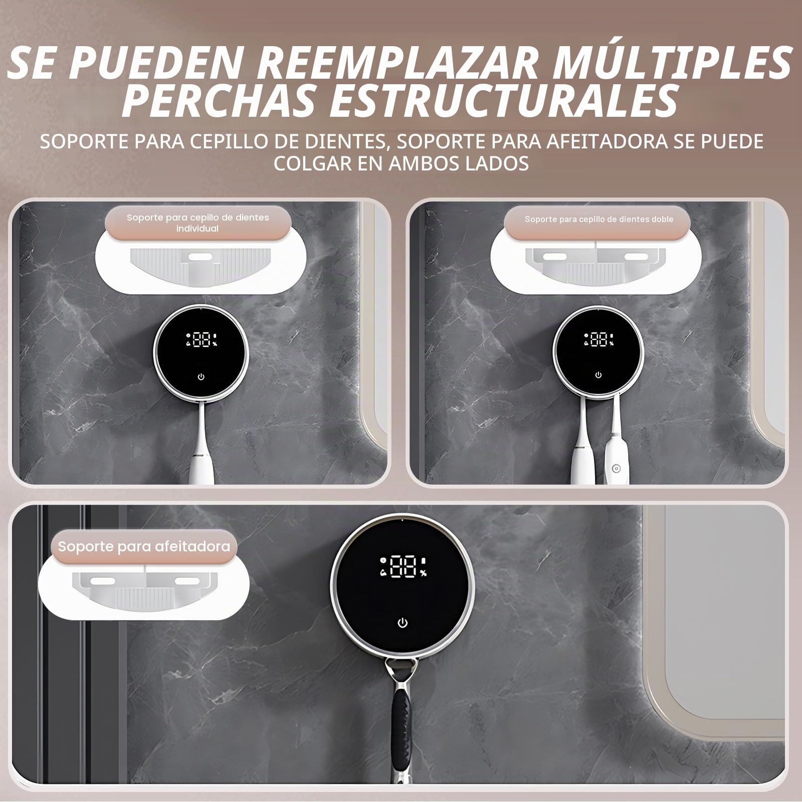 Roadtime Desinfectante Cepillo Dientes con UV,Soporte para EléCtrico De Dientes con Secado,Esterilizador Cepillo Dientes De Baño Montado En La Pared,Carga De 1000 Mah, Función De Tiempo