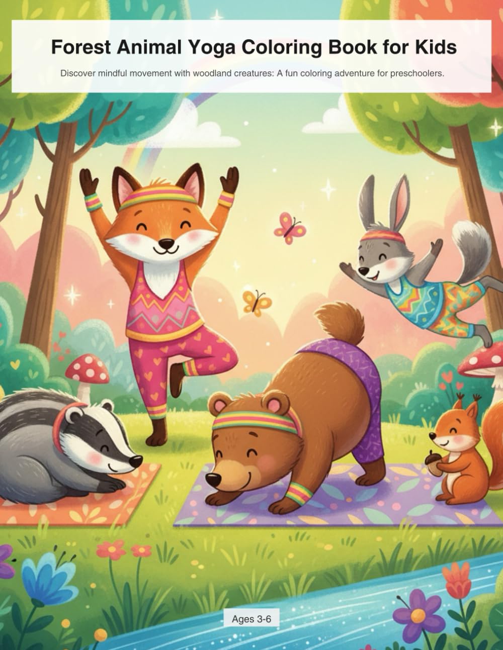 Forest Animal Yoga Coloring Book for Kids: Discover mindful movement with woodland creatures: A fun coloring adventure for preschoolers.