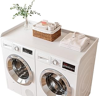 Washer Dryer Countertop, 54" Width x 27.5" Depth Laundry Countertop Organization, Wooden Washer and Dryer Topper for Folding, Sorting & Ironing, Easy to Install, White