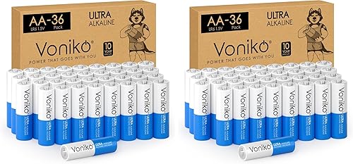 Vista 12 de Voniko - Pilas AA de grado premium - (paquete de 36) - Batería alcalina doble A - Baterías de 1.5 V ultra duraderas y a prueba de fugas - Vida útil