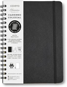 Caderno Espiral Clássica Cicero 17x24 Preto - 80 Folhas