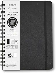 Caderno Espiral Clássica Pautado 17x24 Preto
