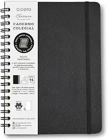 Caderno Espiral Clássica Pautado 17x24 Preto