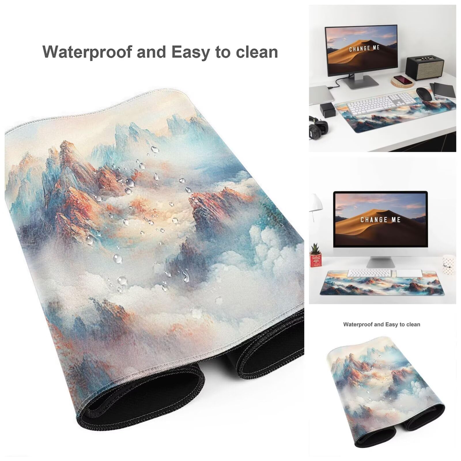 Alfombrilla Ratón Montaña Alfombrilla Ratón XXL 1600 x 800 mm, Fantasía Mouse Pad Gaming con Bordes Cosidos, Impermeable Mousepad XXL Base de Goma Antideslizante Duradera, Mouse Pad para Oficina Q850