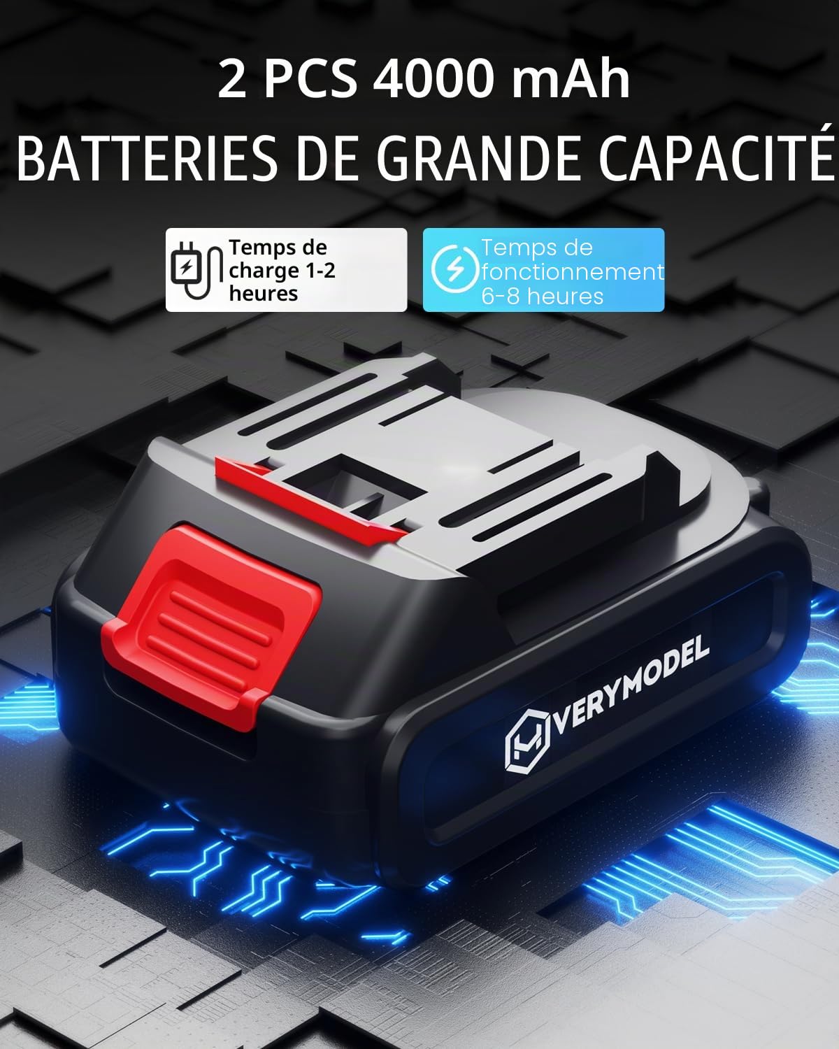 Sécateur Électrique Télescopique, 40mm Sécateur Electrique Sans Fil avec 21V 2x4.0Ah Batterie, SK5 Lame tranchante, Moteur Brushless, Sécateur de Jardin pour Vigne, Jardinage
