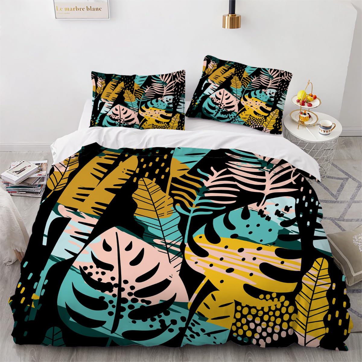 Linge de lit 240x260cm en microfibre douce avec fermeture éclair invisible et taies 65x65