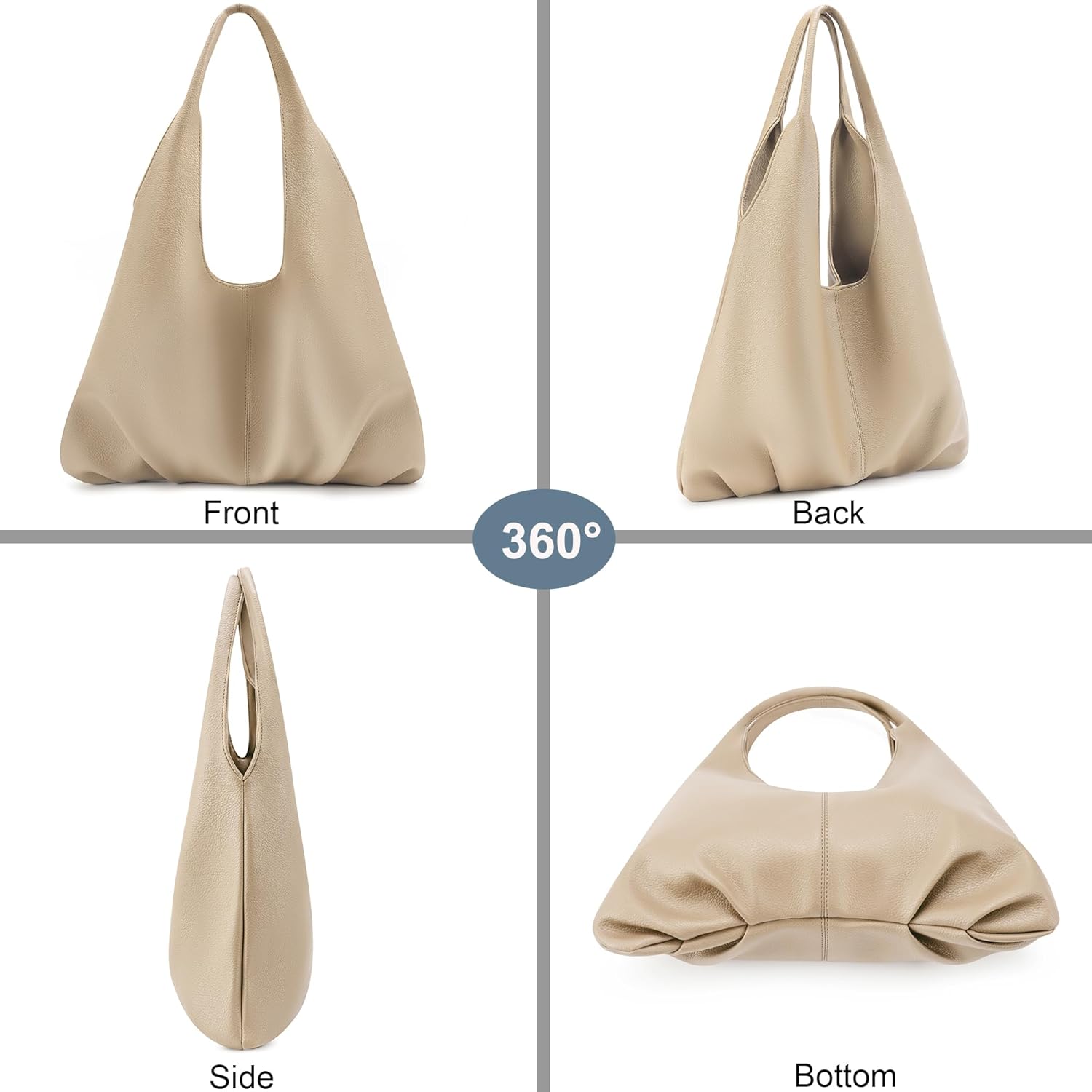 NIUEIMEE ZHOU Slouchy Hobo Bags for Women Retro Vegan Leather Shoulder Handbags with Coin Purse - Image 4