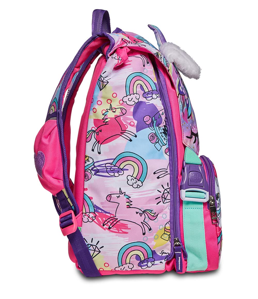 SJ GANG STYLE JAM GANG Zaino Estensibile, Rosa,Tasche Multifunzione, Orecchie Plushy, Per bambine e ragazze, Scuola e tempo libero