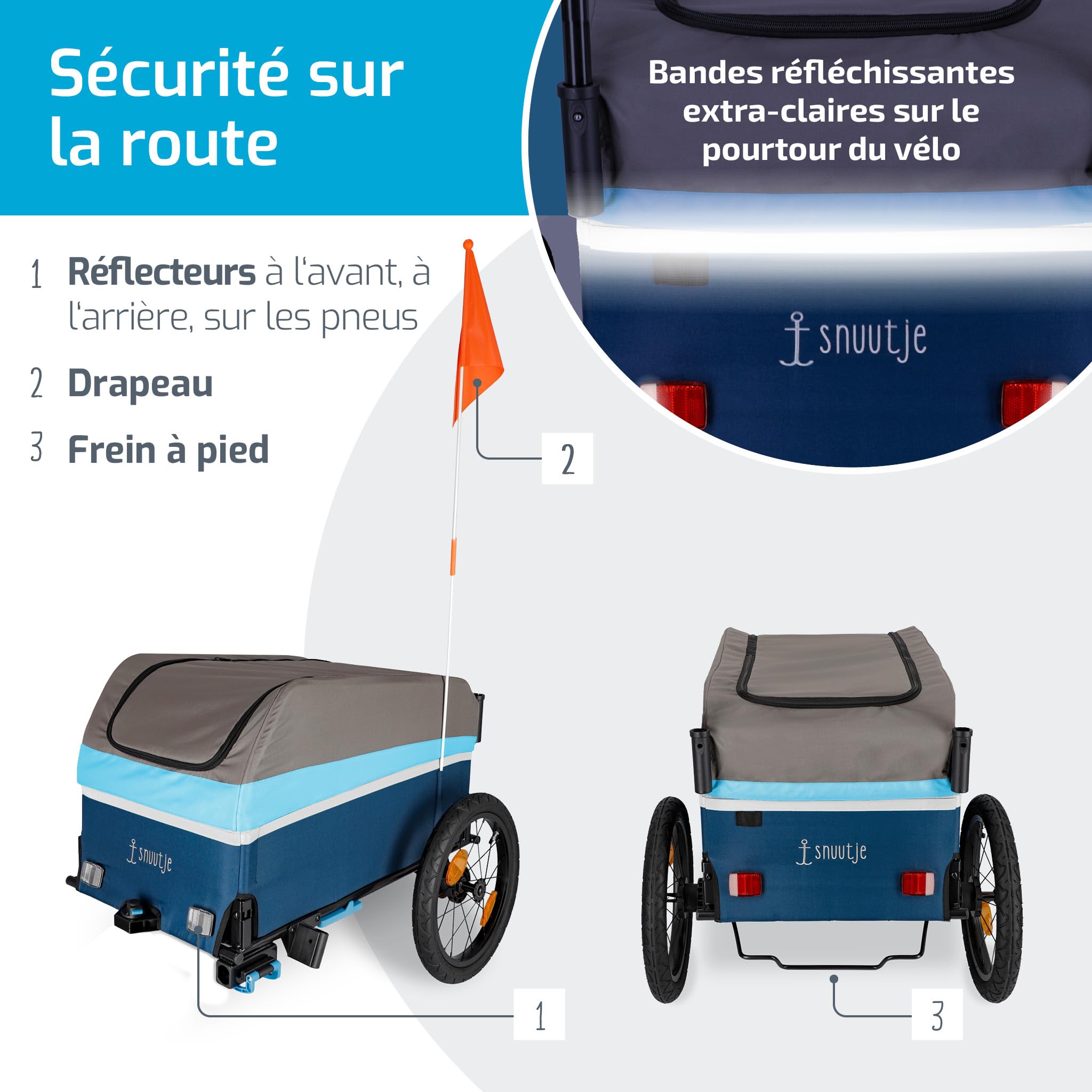remorque vélo ou Chariot de Transport à roulettes Pliable | Compatible ebike | Fonction Jogging Possible avec Roue Avant et poignée en Option | idéal Camping, Festival, Jardin