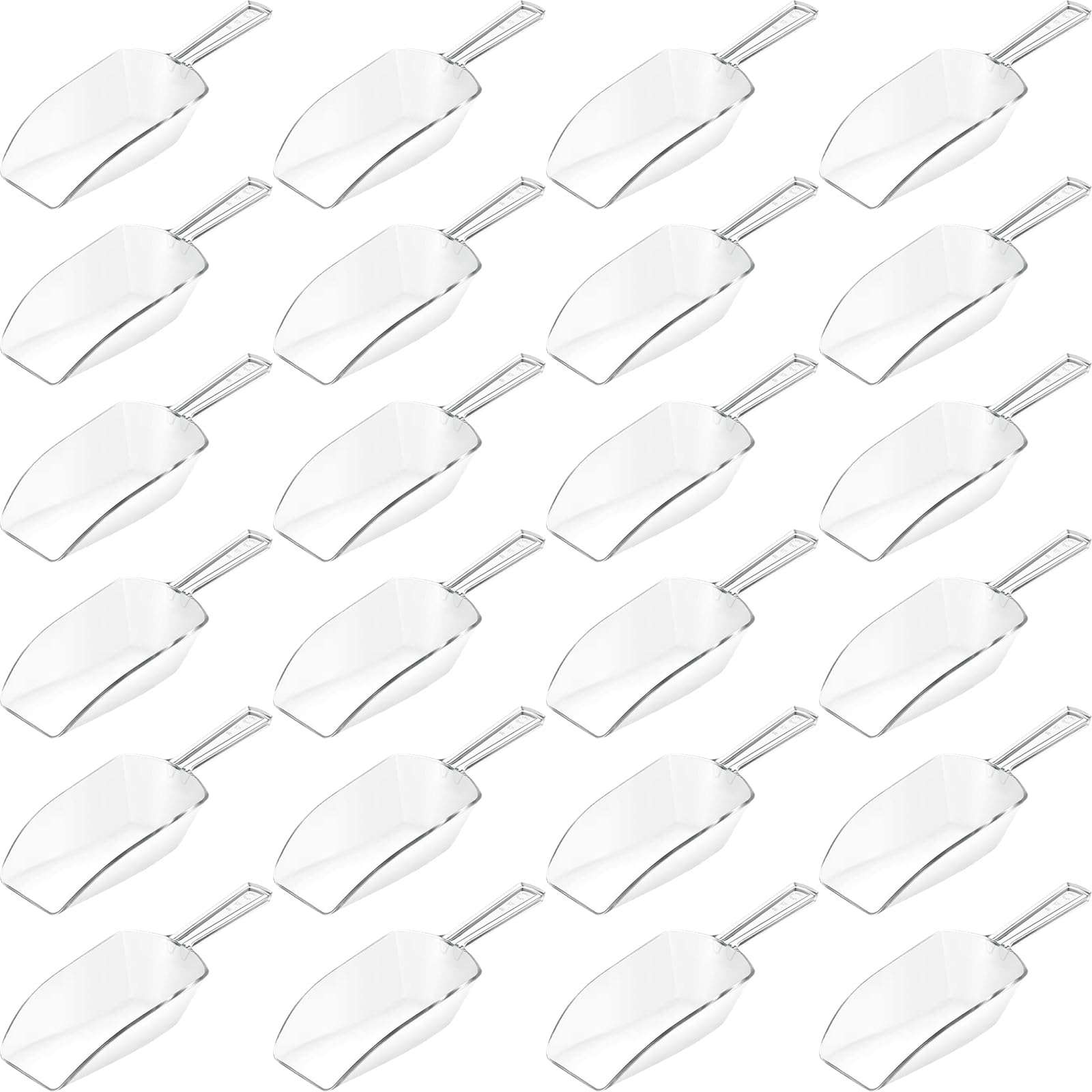 24 Pieces Mini Plastic Scoops Acrylic Clear Ice Scoop 5.5'' Multi Purpose for Containers Candy Popcorn Food Ice Cream Dessert Canisters Jars Buffet Kitchen Bar Wedding Party