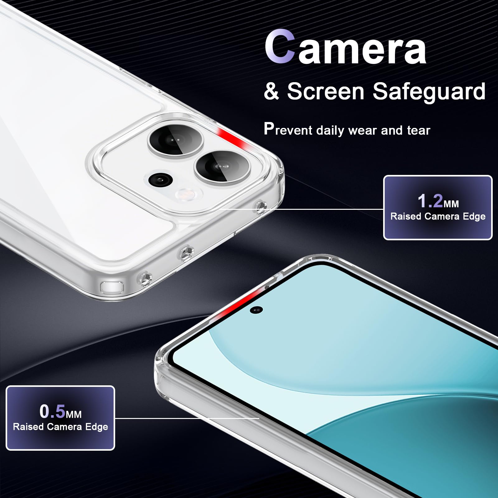 Cover per Oppo Reno 14/14 FS/14 F 5G, Custodia in TPU Antiurto Sottile di Livello Militare, Resistente all'ingiallimento, Case per Telefono in PC Rigido, Retro Antigraffio, Trasparente