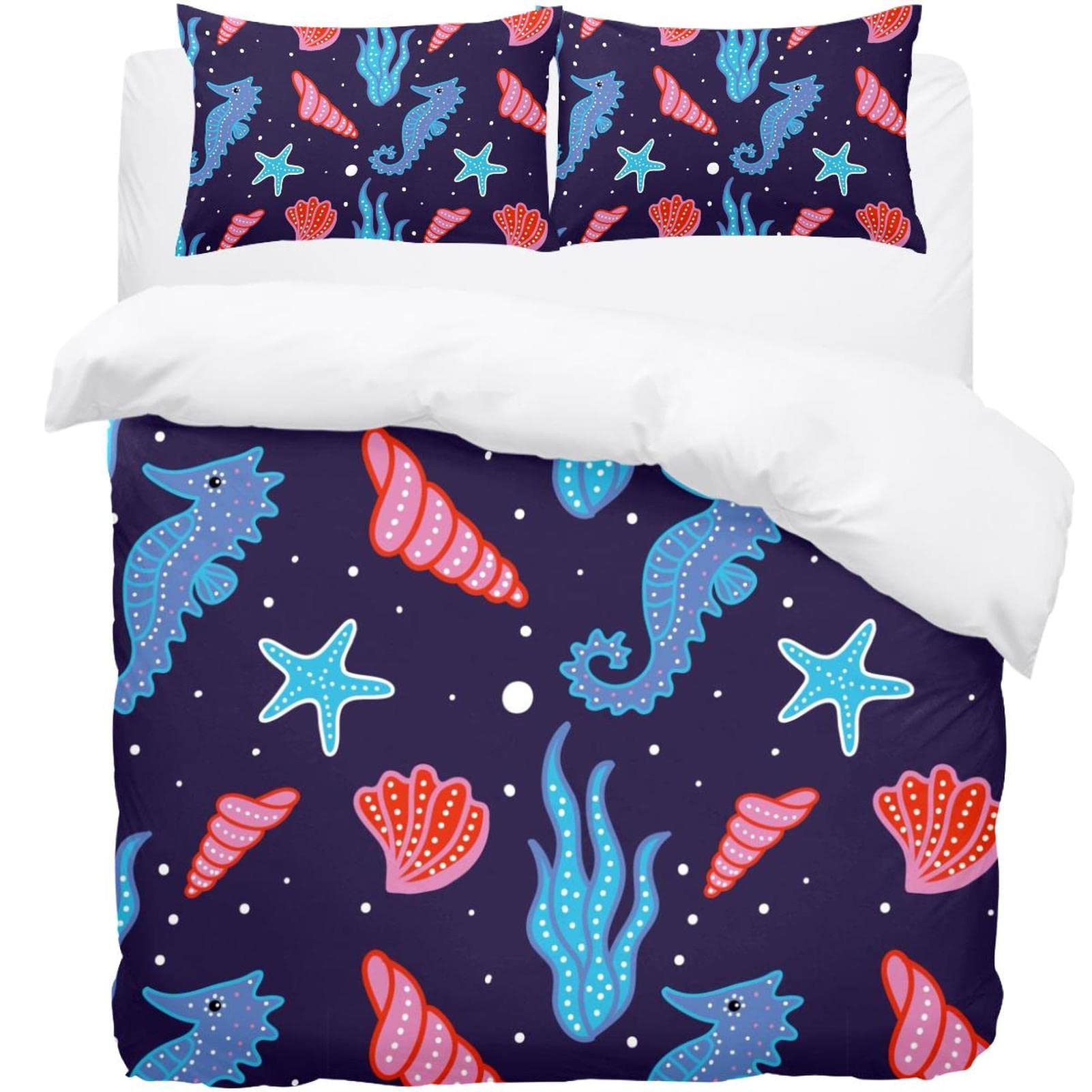 Parure thermique contre le froid nocturne : housse de couette et taies bleu marine