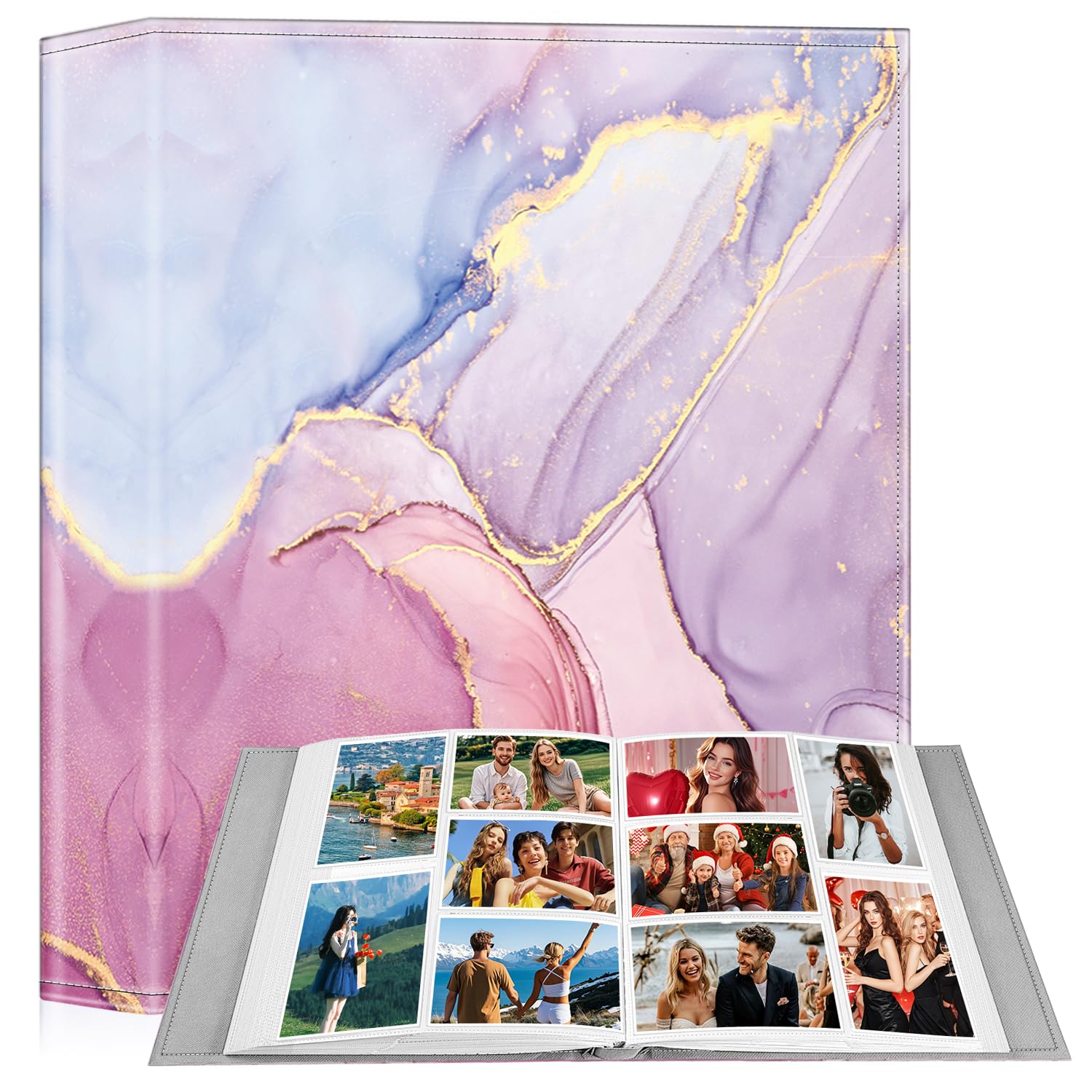 Fintie Álbum de fotos de 4 x 6 pulgadas, 300 bolsillos de gran capacidad, piel vegana de alta calidad, funda para libro de fotos familiar, boda, aniversario, bebé, vacaciones, mármol de ensueño