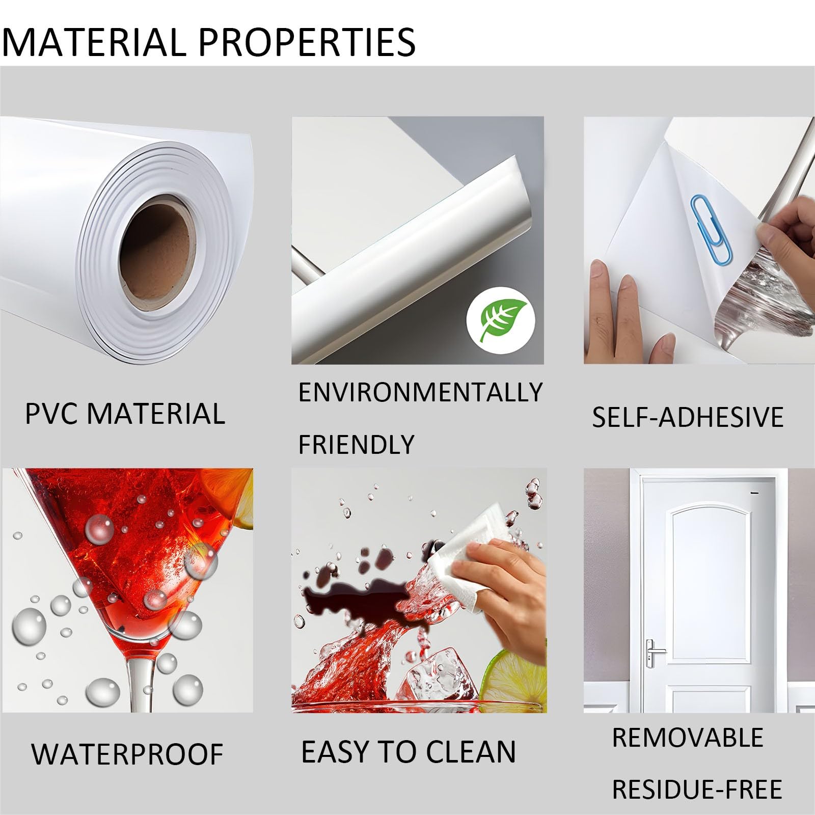 Papel pintado autoadhesivo para puerta minimalista 3D, póster para puerta, adhesivo para puerta, patrón de copa de vino, resistente al agua, lámina de vinilo para puerta, gris claro, póster extraíble