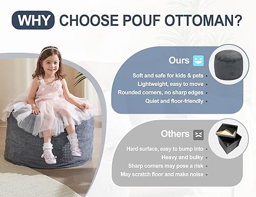 Miniatura 7 de Puf Otomano Reposapiés con Espuma Otomana Pequeña para Sala de Estar Otomanas de Pana Puf 26x18 Reposapiés de Suelo para Silla Verde Salvia Cojines