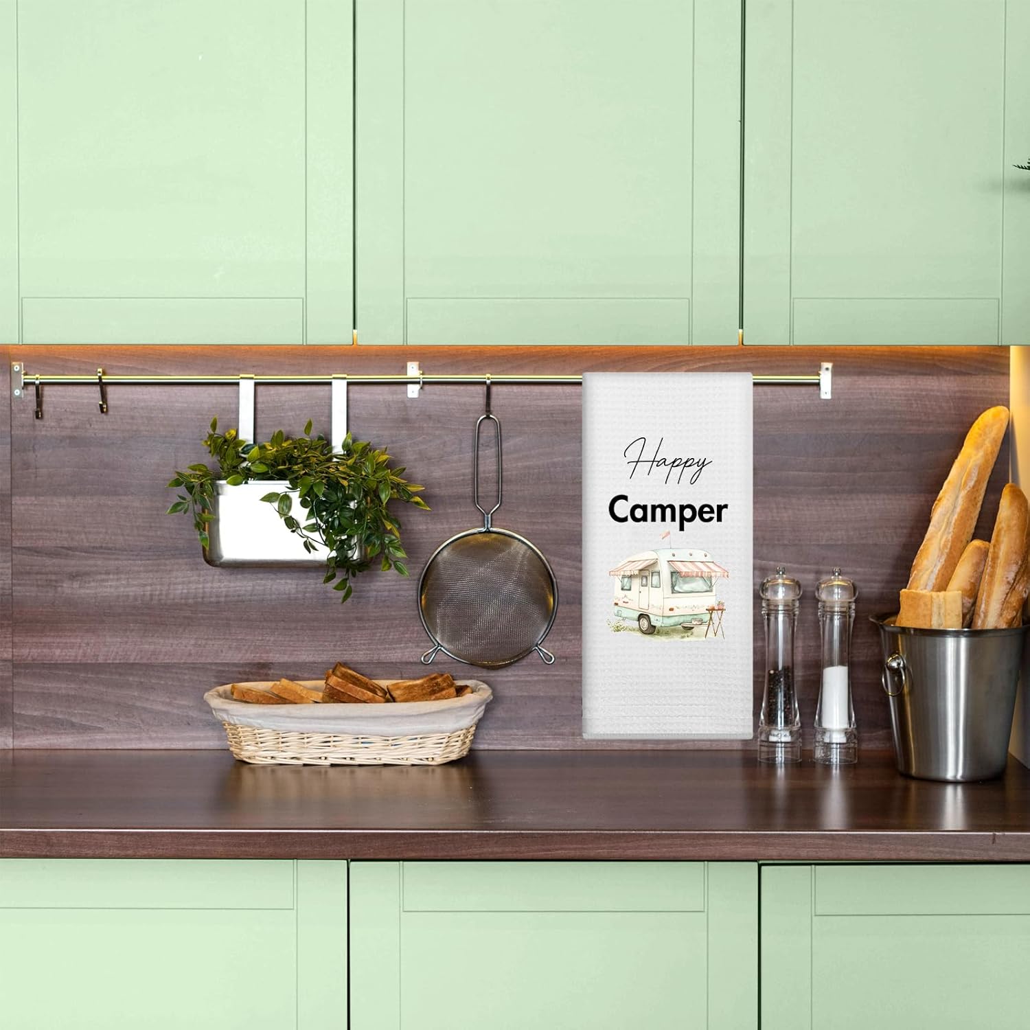 Camping Dish Towels, Happy Campers Kitchen Towels Birthday Gifts for Camper Friend, Kitchen Bathroom Decorative Absorbent Hand Towel, 16x24 Inch - Image 5