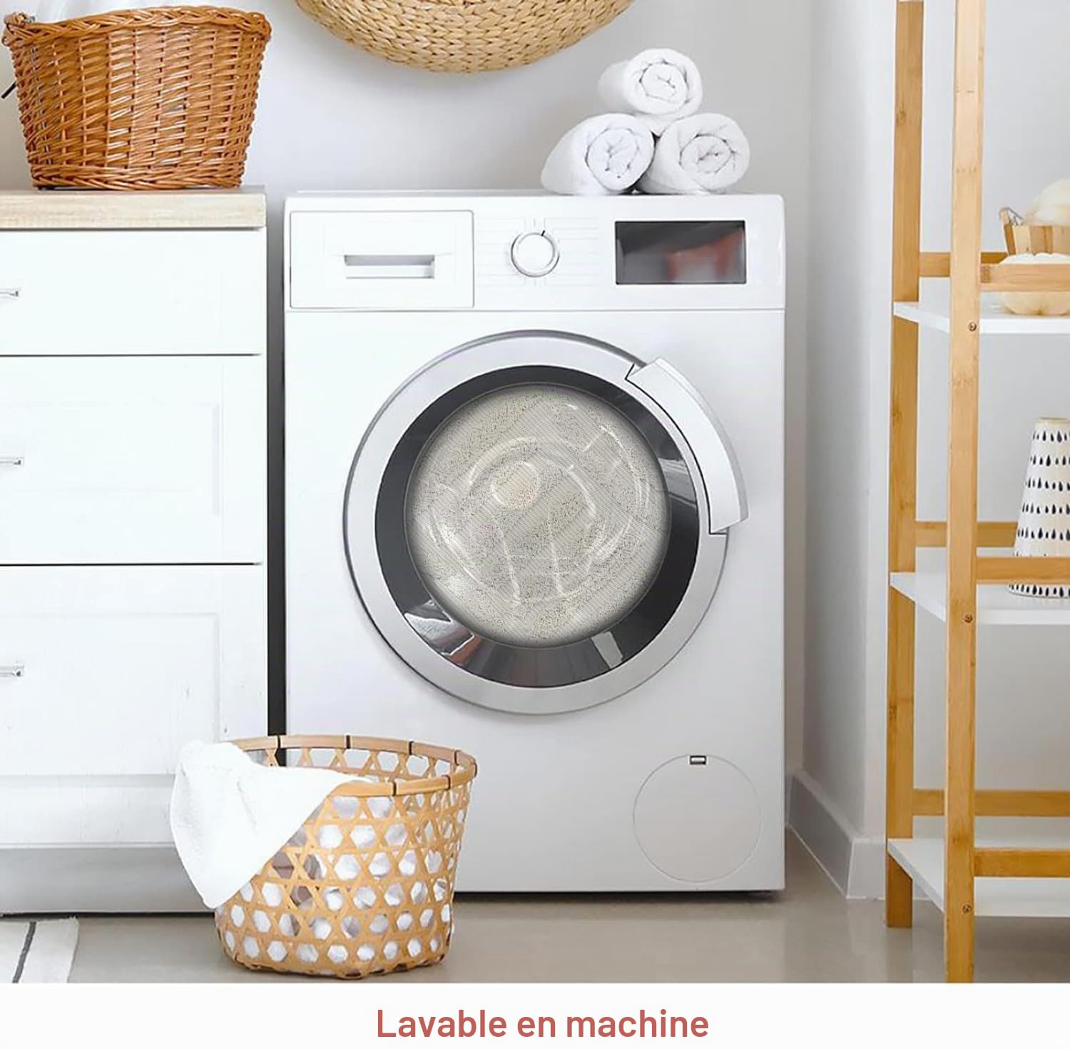 Tapis de Salle de Bain bohème, Tapis de Cuisine bohème, Tapis d'entrée en Coton de Ferme pour Chambre/buanderie, jeté tissé décoratif (Beige 60 x 180 cm