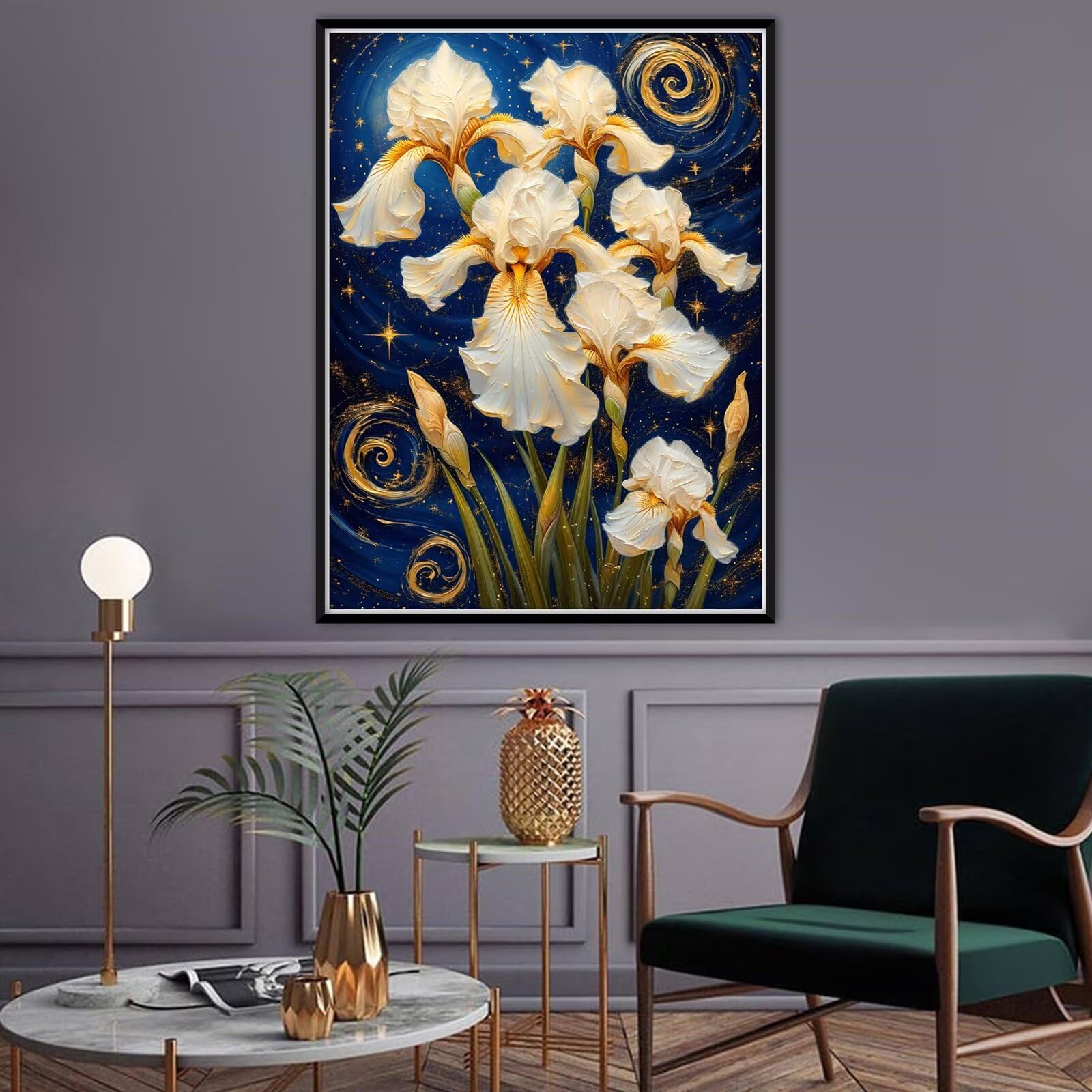 Malen nach Zahlen Erwachsene Abstrakt, 2025 Malen nach Zahlen Iris Paint by Numbers DIY Leinwand Set mit Pinsel und Acrylfarbe, Home Deko Kunst Frauen Kreativ Geschenk für Anfänger 100x130cm Y#B686