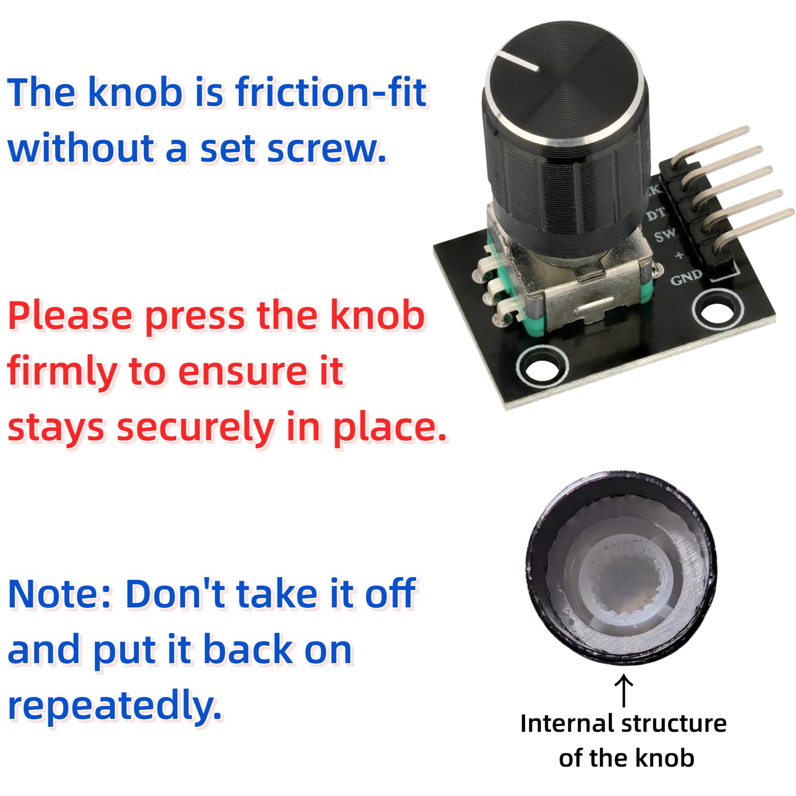 Lot de 6 encodeurs rotatifs KY-040 avec bouton poussoir et capuchon de bouton compatible avec Arduino