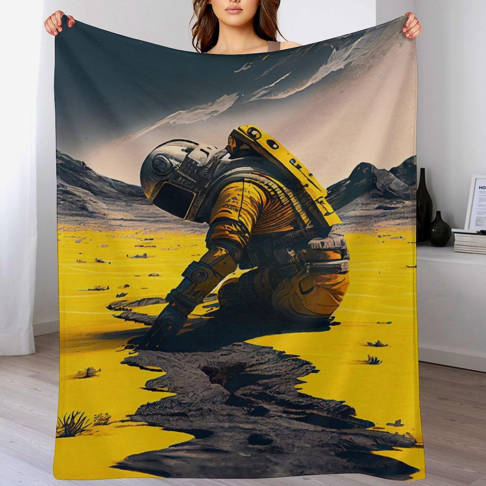 Couverture en flanelle flannel astronaute 150x200cm contre le froid du lit