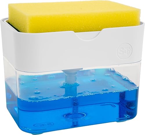 S&T INC. Despachador de bomba para jabón y soporte para esponja