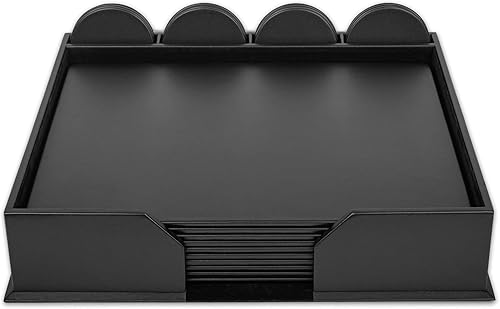 Dacasso Juego de habitaciones, posavasos de cuero de lujo y secadores de escritorio para mesa de conferencias, color negro