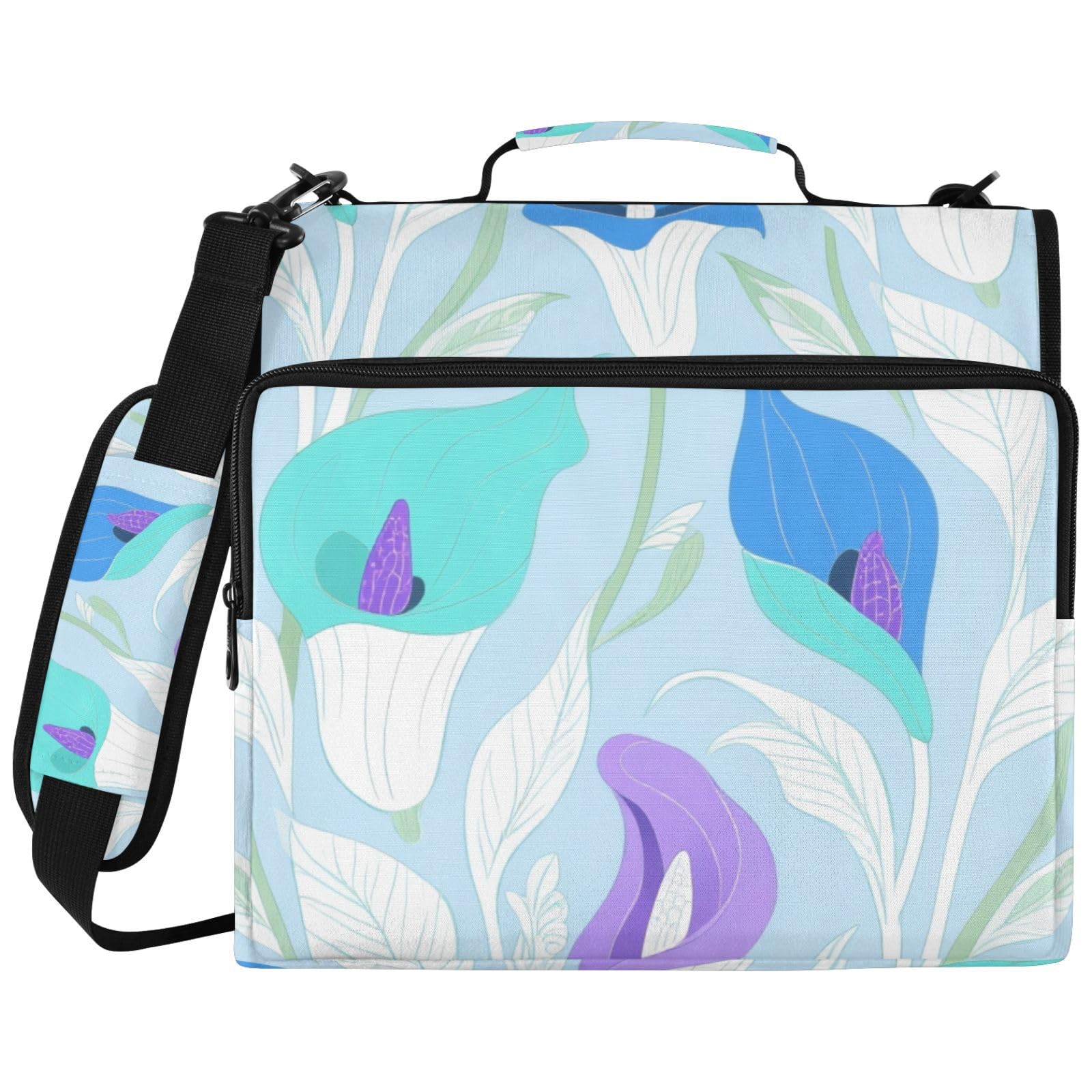 Calla Lily - Borsa per raccoglitori a 3 anelli, con cerniera, motivo