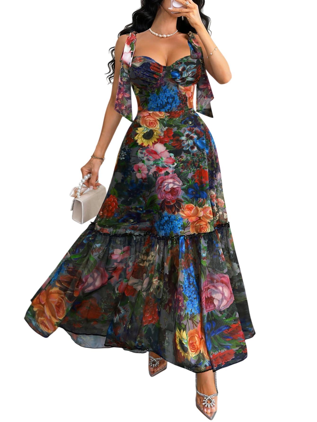 Photo 1 of GothDark Women's Floral Maxi Dress