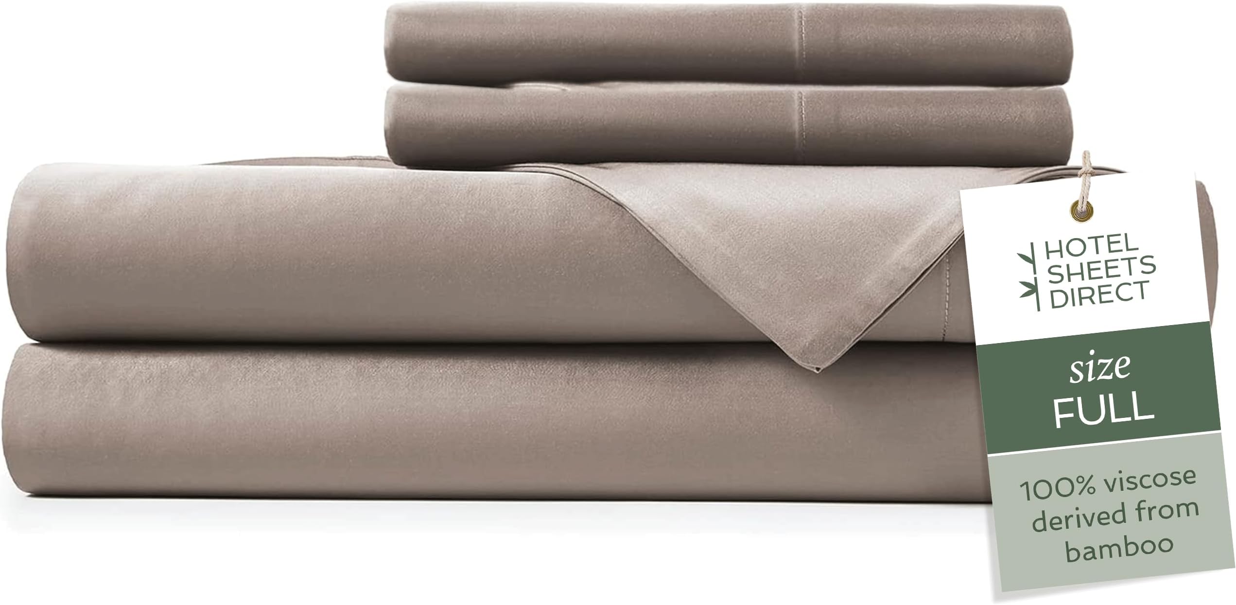 Hotel Sheets Direct 100% Viscose Derived from Bamboo Sheets Full - Cooling Luxury Bed Sheets w Deep Pocket - Silky Soft - Sand