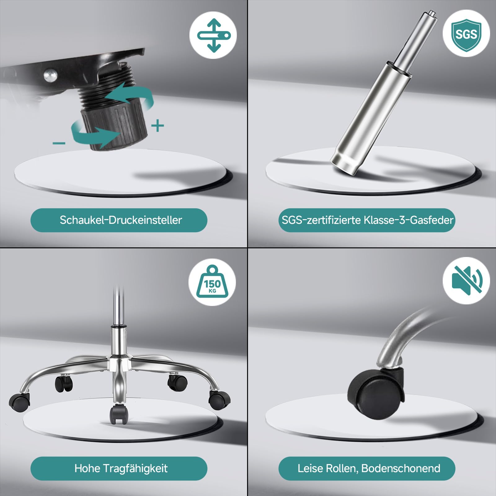 COMHOMA Bürostuhl, Schreibtischstuhl, ergonomischer Netzstuhl, mit doppellagigem Netzgewebe, atmungsaktiv, Adaptive Lendenstütze, verstellbare Kopfstütze, für Homeoffice, Drehstuhl 150 kg, Weiß