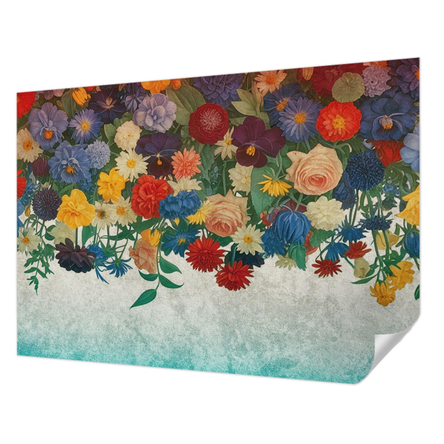 Revêtement mural autocollant 208x146 cm panoramique à fleurs colorées Tulup