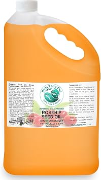 Bella Terra Oils Pure Rosehip Seed Oil 1 gallon, Nourishing, Hydrating, Rejuvenating, Rich in Vitamins, Enhances Hair and Skin Health