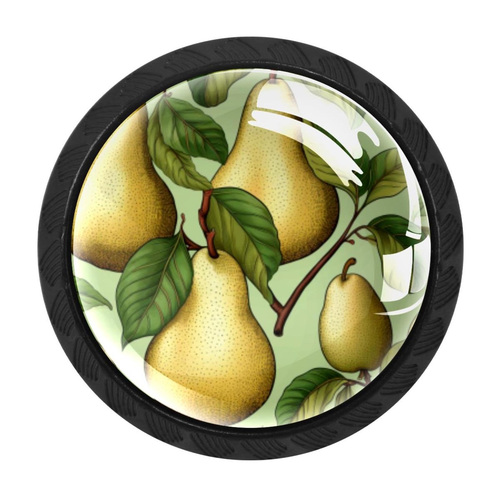 CHENZZZZ 4 Pieces Thanksgiving Pear Kitchen Cabinet Knobs Drawer Knobs Dresser Knobs Black Knobs Drawer Pulls Dresser Drawer Handles Knobs for Dresser Drawers