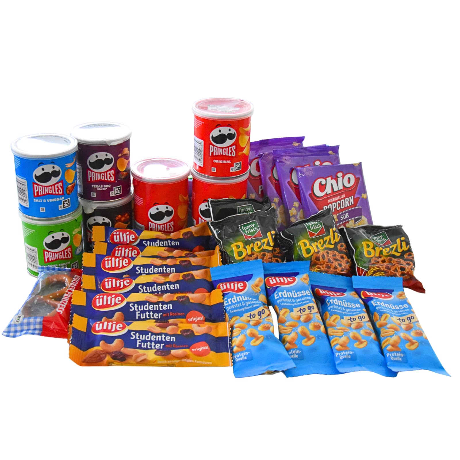 Snack Box XXL | Süß & Salzig Mix mit Nüssen, Chips & Popcorn | Geschenkset, Überraschungspaket, Food Mix | Knabbermix für Party, Büro & Filmabend