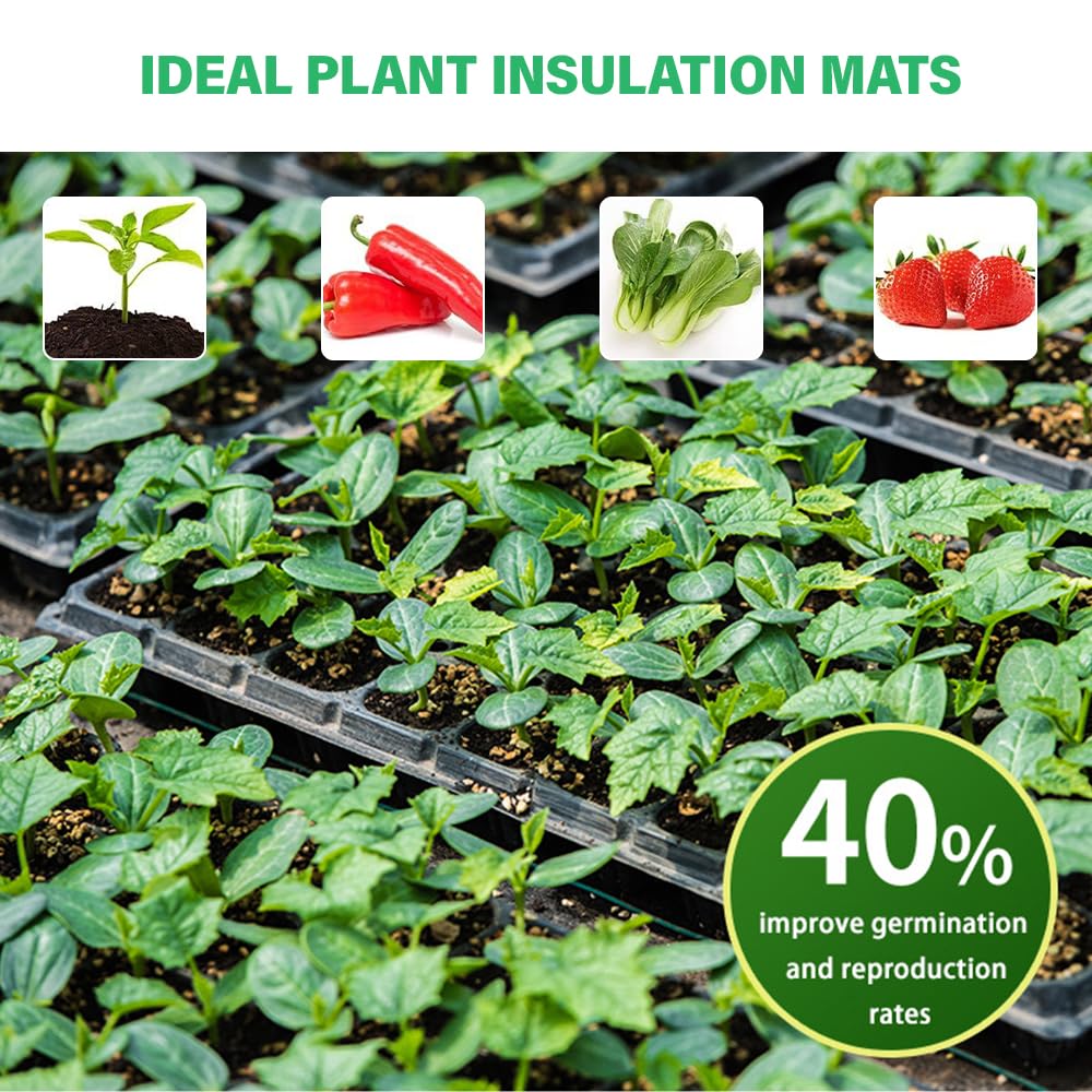 Lotvic Alfombrilla térmica para plántulas, 52 x 25 cm Alfombrilla de Calor para Plantas, Alfombra calefactora para Plantas, Propagadores Calentados para Plantas Germinación Y Regulación de Temperatura