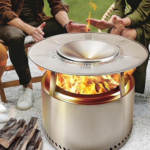 Miniatura 5 de HGD Firepit - Deflector de calor para hoguera individual de 19.5 pulgadas, difusor de calor portátil de acero inoxidable 304 captura y redirige el