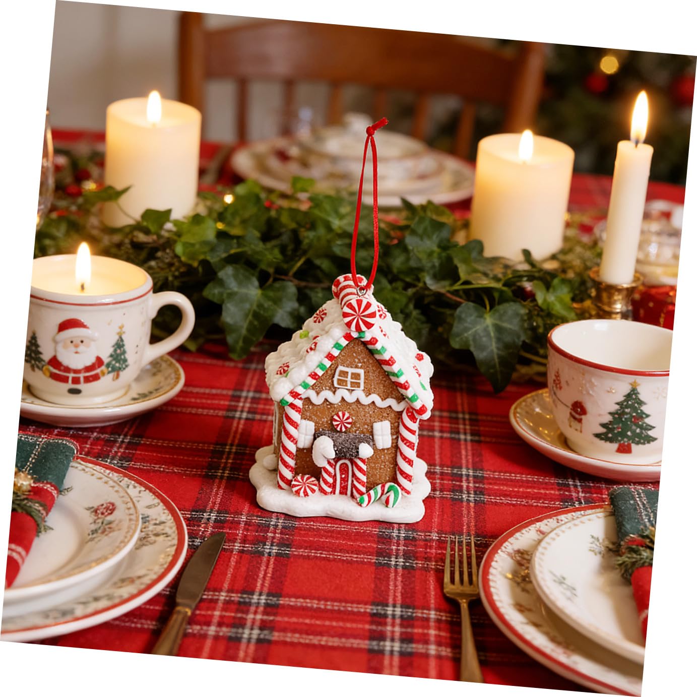 DECHOUS 4piezas Adorno Colgante De Navidad Resina Diseño De Casa Pequeña para Decorar Árbol De Navidad Ornamentación Festiva y Original