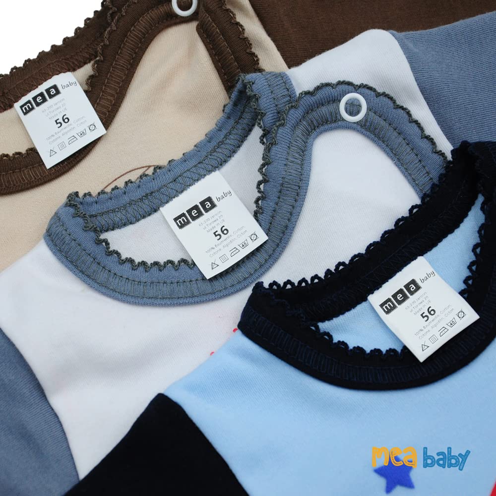 MEA BABY niemowlęce body z długimi rękawami unisex z nadrukiem, opak. 5 szt. Body dla niemowląt dla chłopców Body dla niemowląt dla dziewczynek (62)