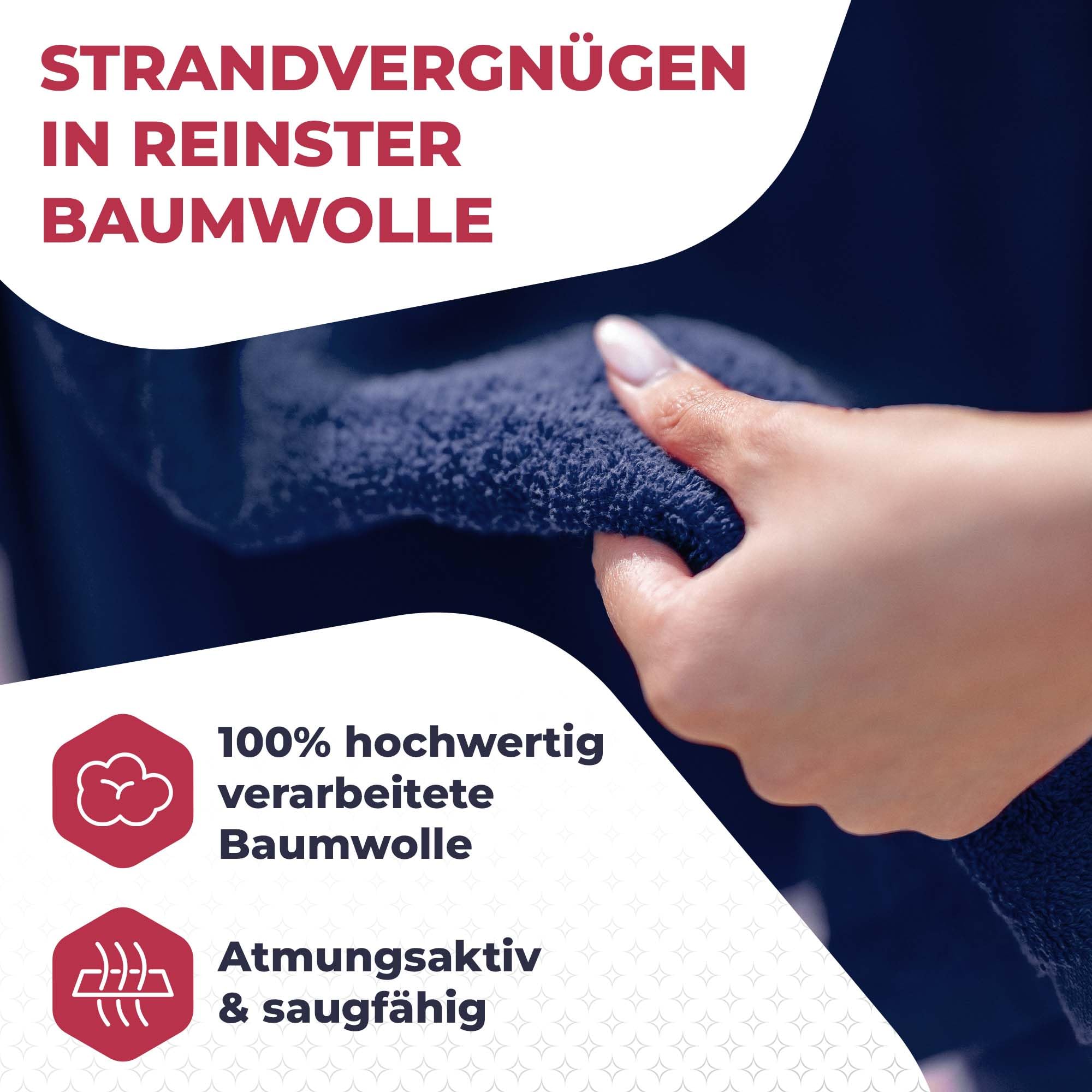 ADAMO Strandtuch XXL 100% Baumwolle - 100x220cm, Dunkelblau: 360 - XXL Saunahandtuch - Badetuch in Übergröße - Duschhandtuch, Badehandtuch & Saunatuch