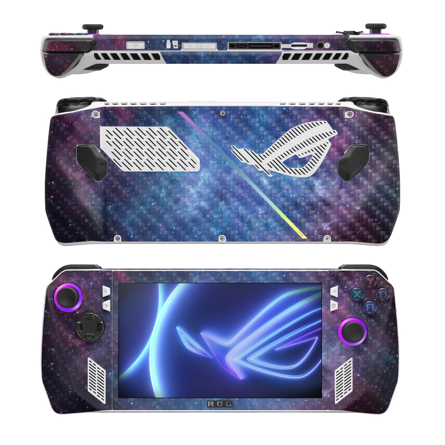 MightySkins Carbon Fiber Skin Compatible with Asus ROG Ally - Nebula | Protective, Durable Textured Carbon Fiber Finish | Easy to Apply, Remove, and Change Styles