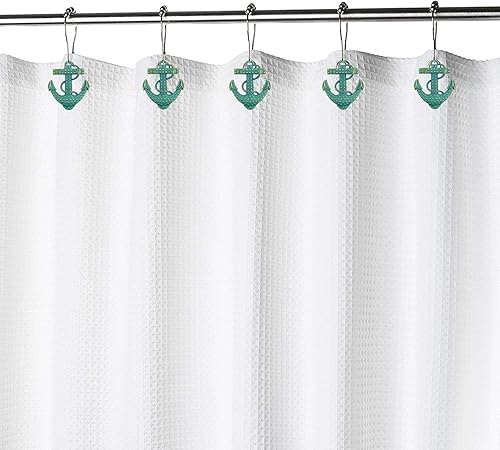Miniatura 8 de Juego de 12 ganchos decorativos para cortina de ducha con ancla, para el hogar, baño, náutico, océano, barco, vela, playa tropical, isla costera,
