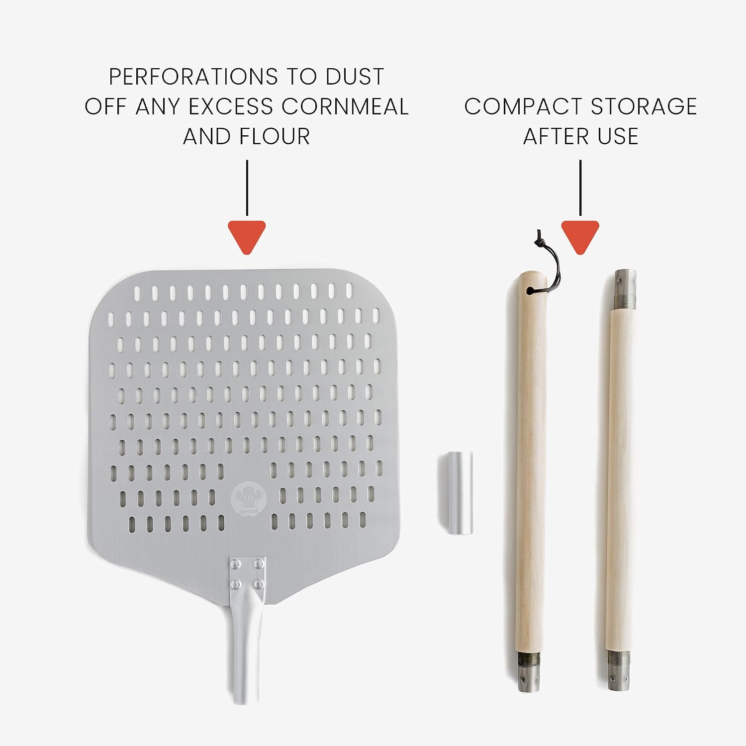 Chef Pomodoro Long Perforated Pizza Peel 12" x 14" (30 x 36 cm) - Image 5