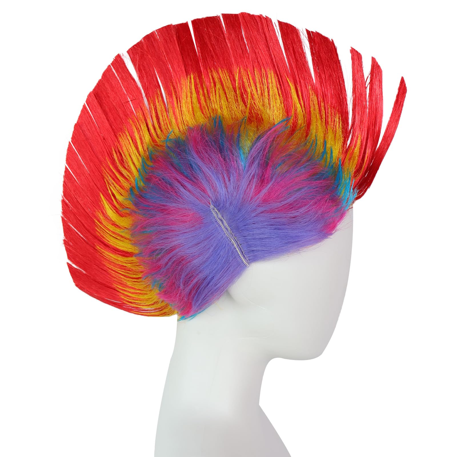 BEKIDER (+1 Hair Cap) Red Mohawk Wig 80s Punk Wigs Men Women Punk Rocker Wig Heavy Metal Funny Wigs for Women Mohican Hairstyle Coloured Hair Fancy Dress Party Halloween Costume - Image 4