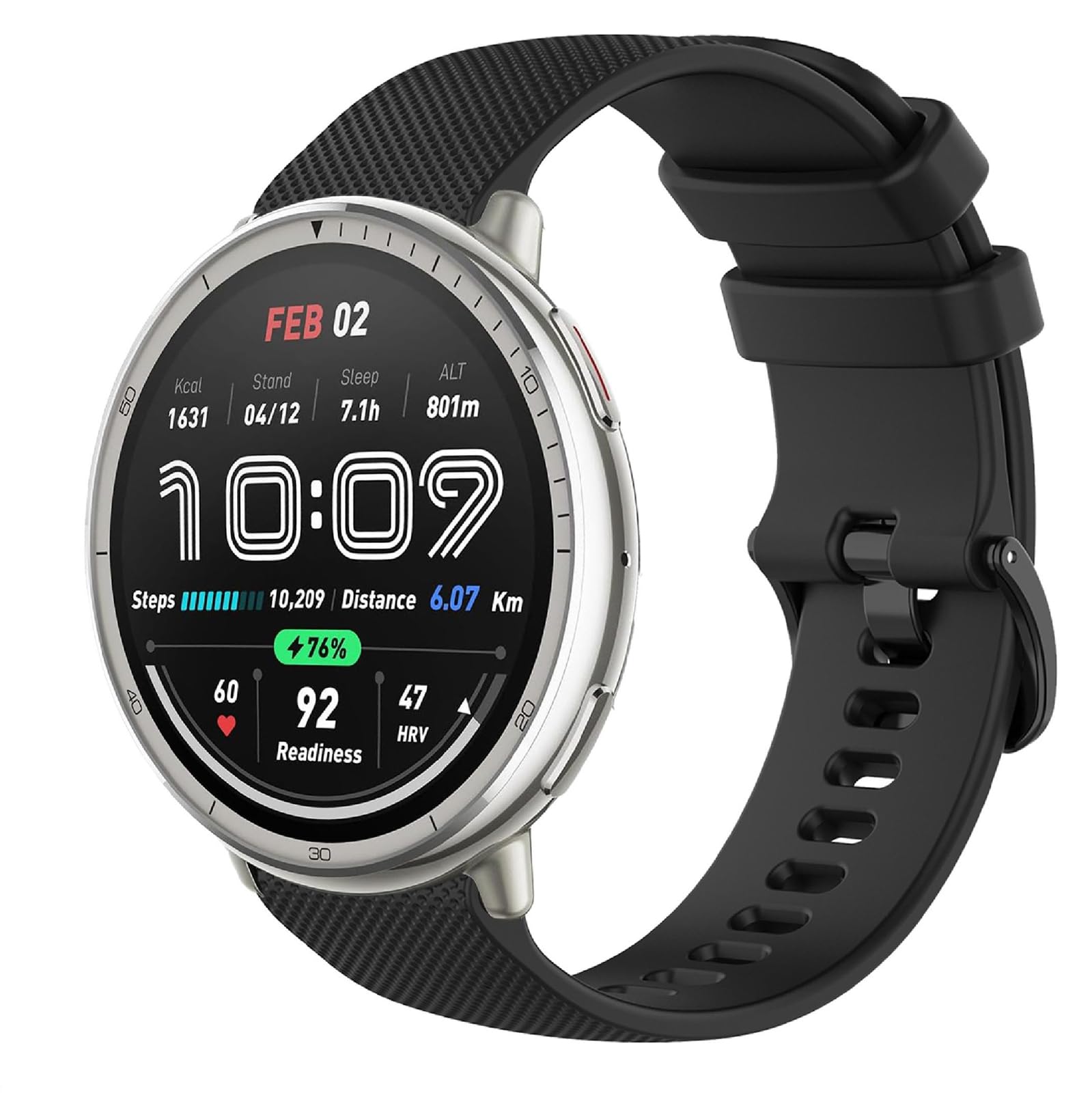 GIOPUEY Correas Compatible con Amazfit Active 2, Suave Silicona La Correa [Resistente al Desgaste] [Transpirable] Pulsera - Black