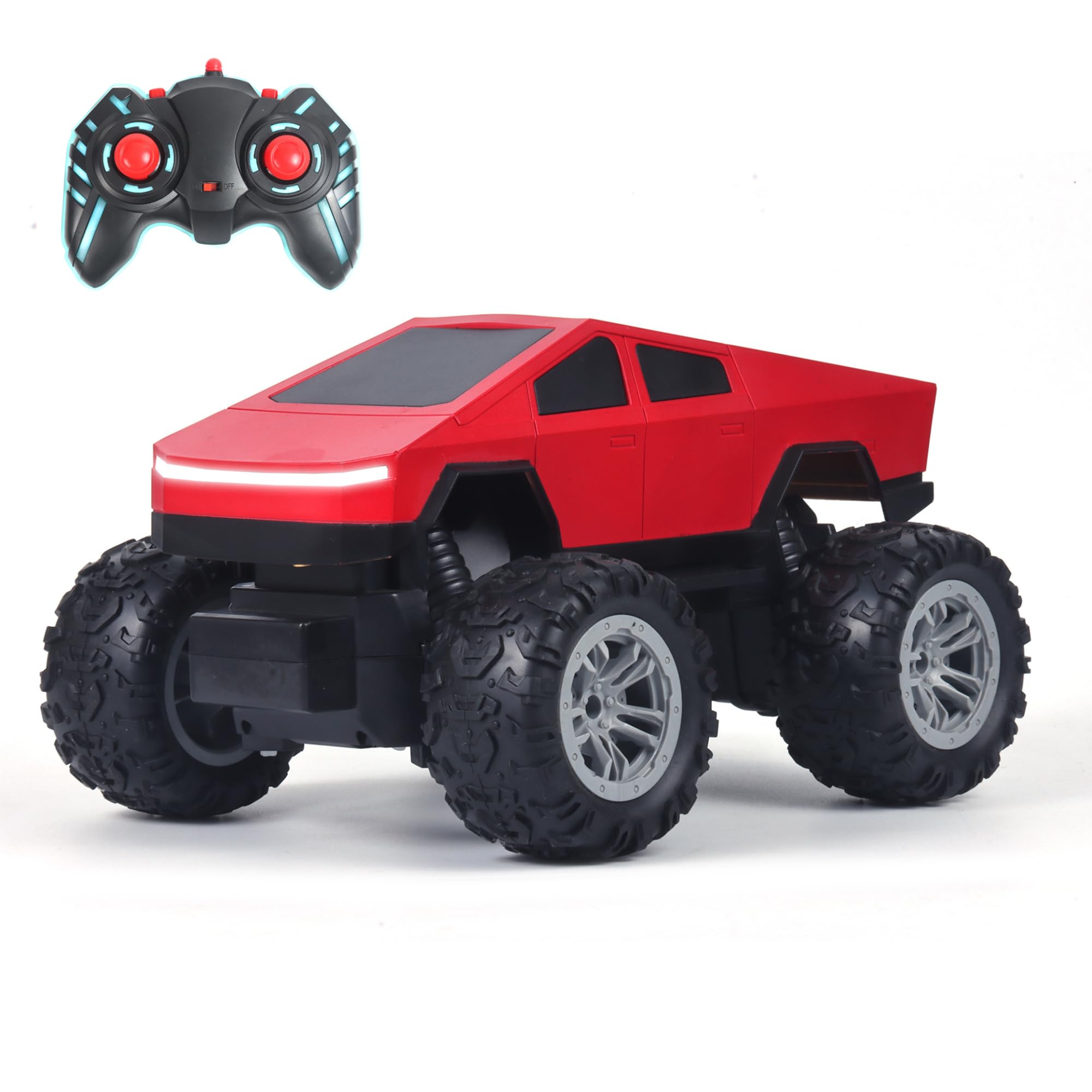 popsugar Off Roader Truck Rechargeable Remote Control Car | RC Car Monster Truck | 4 Headlight Modes | Lithium Battery | C-Type Charging | Remote Control Car for Kids | Made in India, Red-image-34