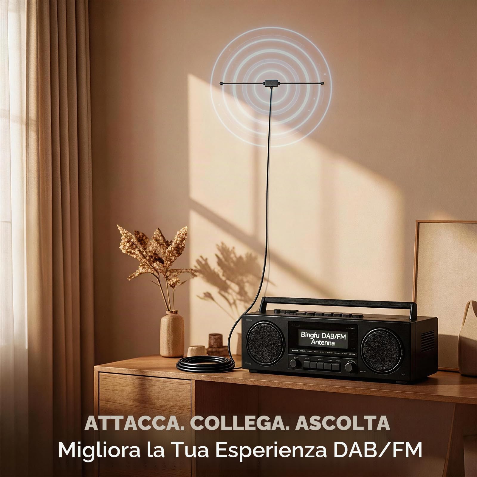 Bingfu Antenna Radio FM DAB Dipolo Interni con Cavo 3 m Antenna Ricambio per Casa Amplificatore Ricevitore AV Audio Vedio Sistemi Hi-Fi Tuner Vintage
