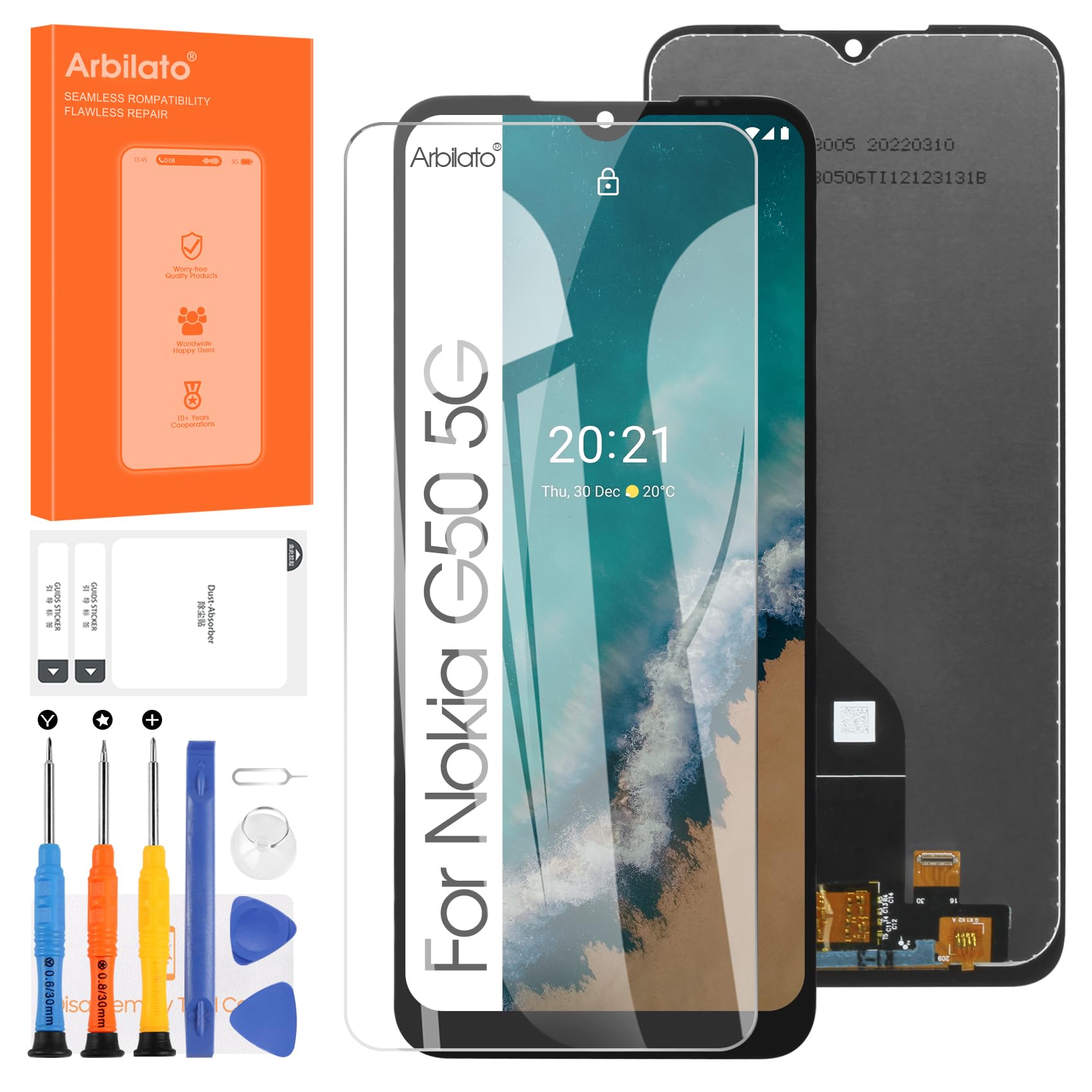 for Nokia G50 5G Screen Replacement for Nokia G50 6.82" LCD Display Touch Digitizer Assembly with Tools